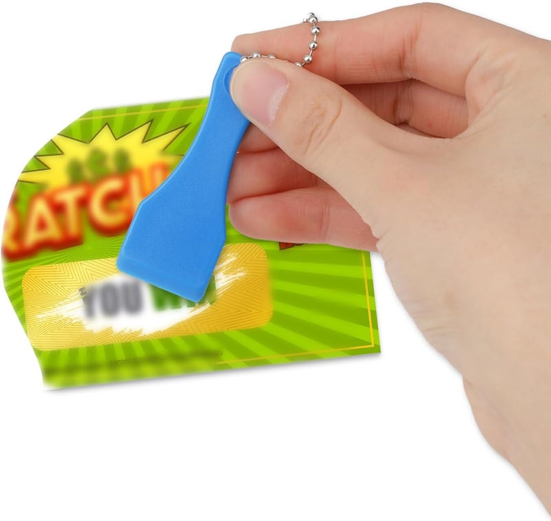 salbsever 10 Pcs Lottery Ticket Scratcher Tool Plastic Scraper Tool Keychain Lotto Scratcher Keyring Scoop Shape Lotto Scratcher Keyring Scraper for Label Sticker Remover Tool Blue - Image 5